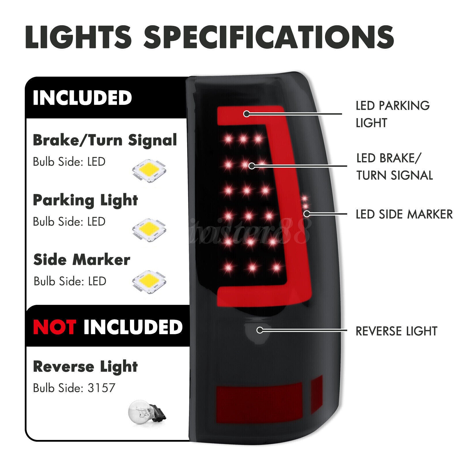 2003-2006 Chevrolet Silverado 1500 LED Tube Smoke Tail Lights