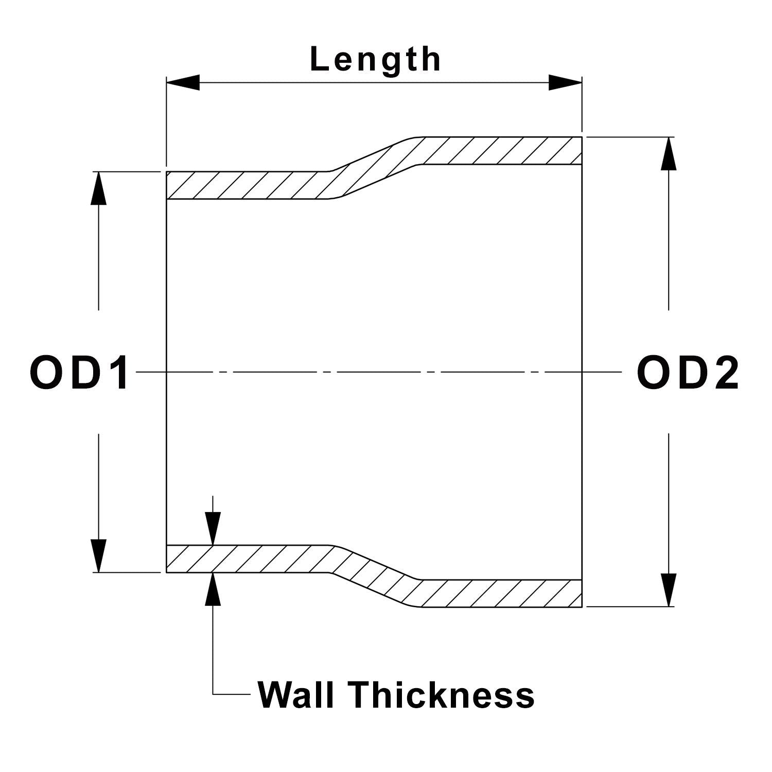 HPS Performance Products HPS 4" - 4-1/2" OD, 7" long 6061 Aluminum Step Up Transition Joiner Reducer Tube Piping
