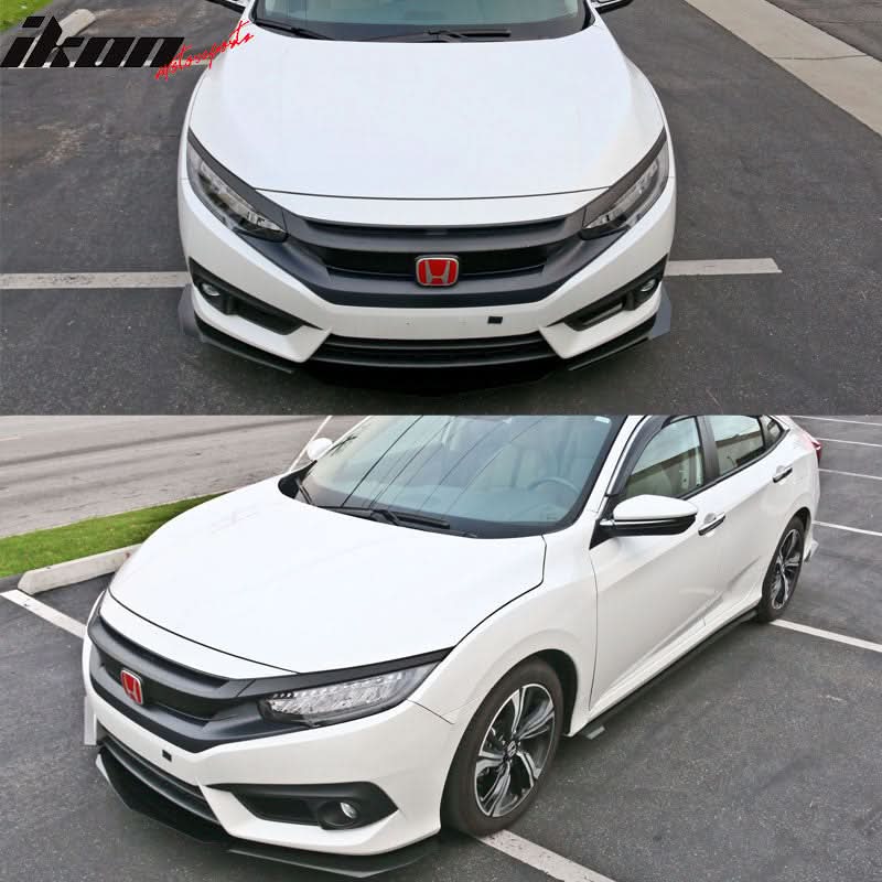2016-2018Â Honda Civic Sedan IKON Front Rear Bumper Lip Side Skirts
