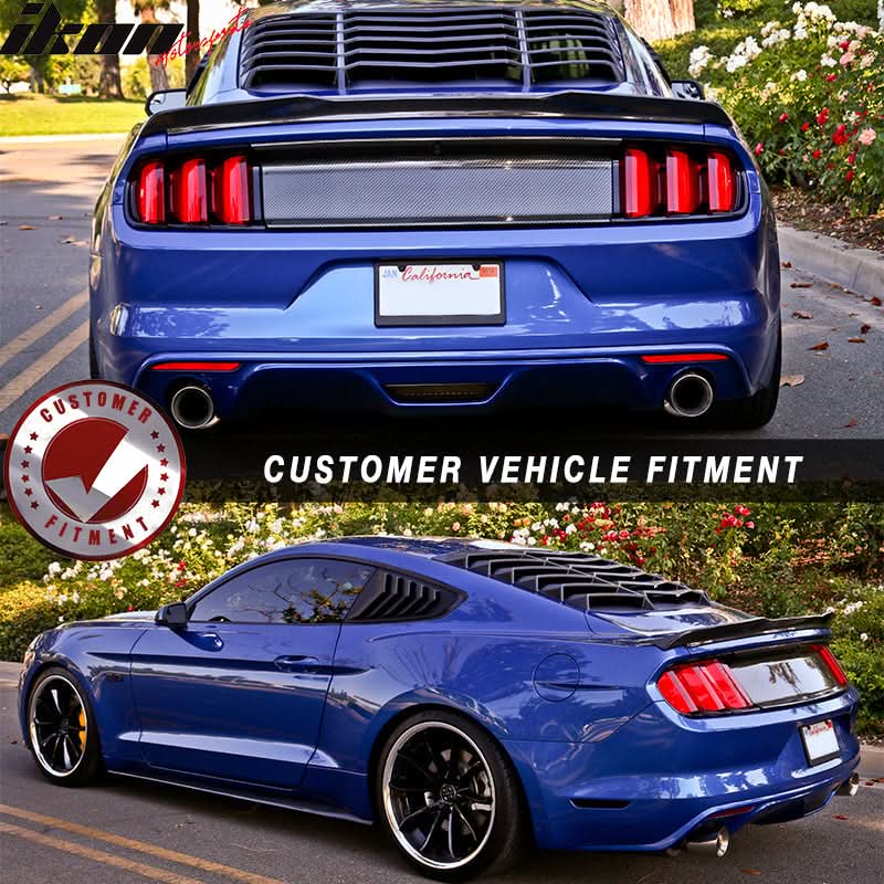 2015-2023Â Ford Mustang IKON Black Rear Window Louver Side Louvers ABS