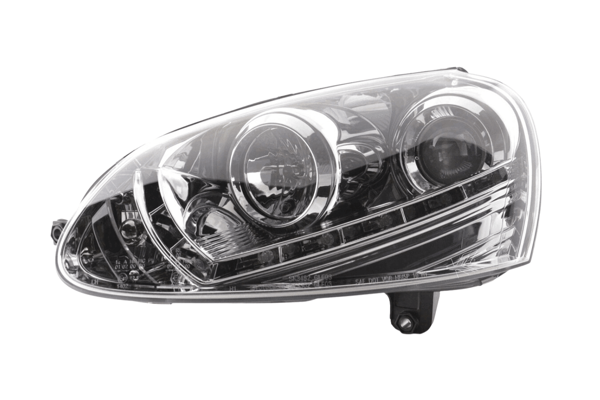 Volkswagen Golf 5 Chrome LED Headlights with Daytime Running Lights (2003 - 2008) - With R87 approval