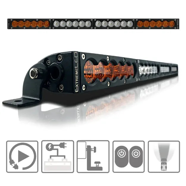 ExtremeLED 25" X6S Slim Amber/White 120W LED Light Bar & Harness