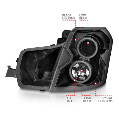 Anzo 2003-2007 Cadillac Cts Projector Headlights w/ Halo Black (CCFL)