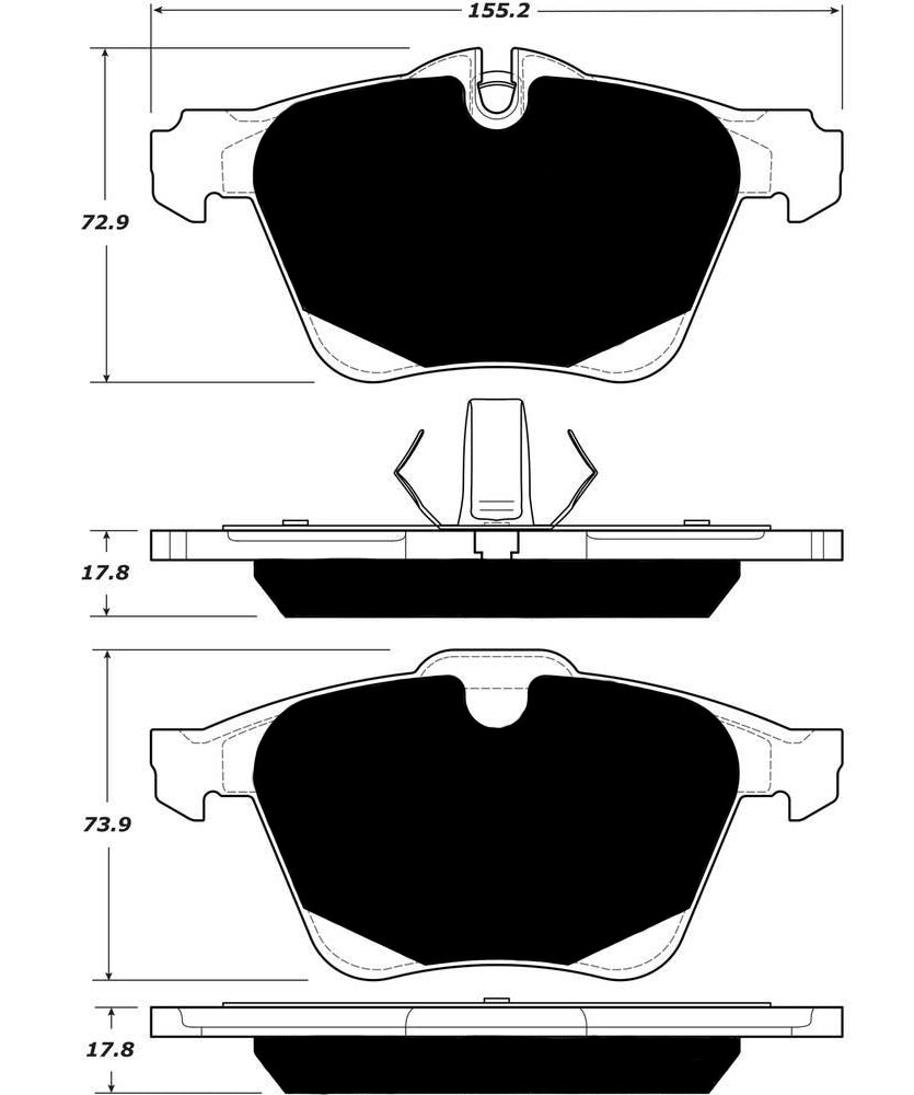 Porterfield Brake Pads for 2016 JAGUAR XF/XFR V6 w/ 355mm FD
