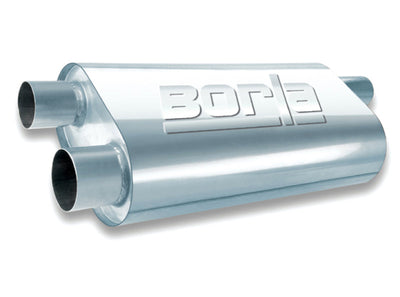 Borla Universal Oval Transverse Single 3in Inlet/2.5in Outlet 19in x 10.25in x 5.5in Turbo Muffler 40474
