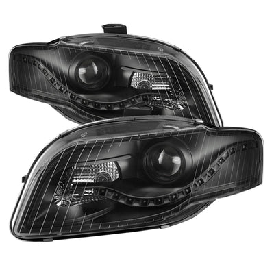 SPYDER xTune Audi A4 06-08 Projector Headlights - Halogen Model Only - DRL LED - Black PRO-JH-AA406-DRL-BK 9036071