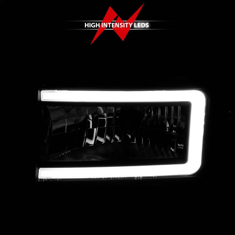 ANZO 94-02 Dodge RAM Crystal Headlight - w/ Light Bar Black Housing 111554
