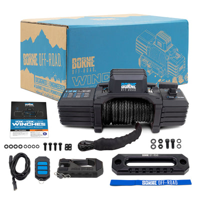 Borne Off-Road 12K Winch - Black Synthetic Rope BNWN-12-SBK