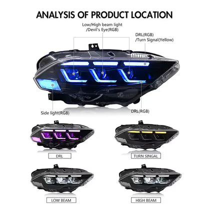 NTXGlow RGB Headlights S650 Style (2018-2023 Ford Mustang)