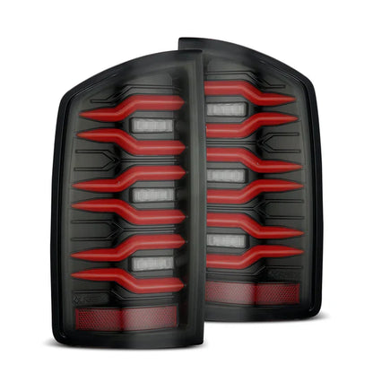 AlphaRex 07-08 Dodge Ram 1500/07-09 Dodge Ram 2500/3500 Truck LUXX-Series LED Tail Lights Black Red