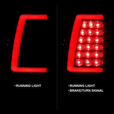 ANZO 1999-2002 Chevy Silverado 1500 LED Taillights Plank Style Black w/Clear Lens 311330