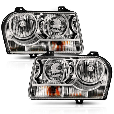 ANZO 2005-2010 Chrysler 300 Crystal Headlight Chrome Amber 121529