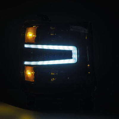 AlphaRex 16-18 Chevrolet Silverado 1500 LUXX-Series LED Projector Headlights Alpha-Black