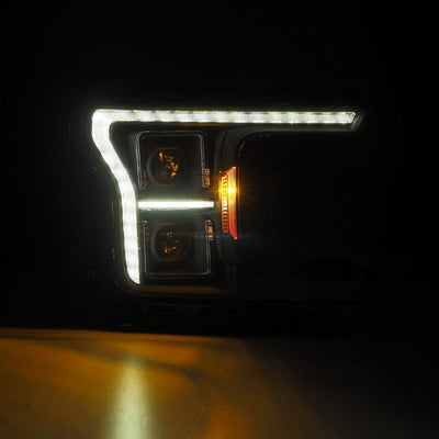 AlphaRex 18-20 Ford F150 (MK II 14th Gen Style) PRO-Series Halogen Projector Headlights Black