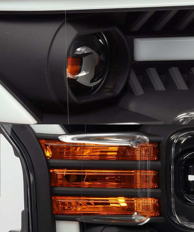 AlphaRex 15-17 Ford F150 PRO-Series Halogen Projector Headlights Black