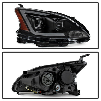 SPYDER xTune 13-15 Nissan Sentra DRL LED Light Bar Proj Halogen Headlights - Blk Smoke (PRO-JH-NS13-LB-BSM) 9042973