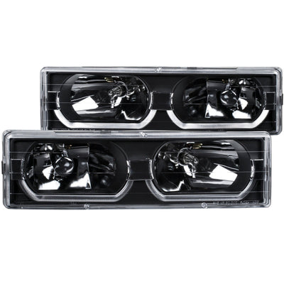 Anzo 1988-1998 Chevrolet C1500 Crystal Headlights Black w/ Low - Brow