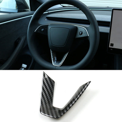 2024-2025 Tesla Model 3 Carbon Fiber Print Steering Wheel Panel Trim
