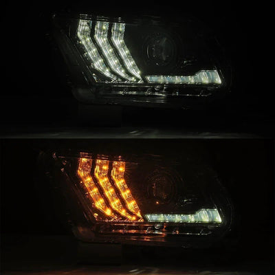 AlphaRex 10-12 Ford Mustang LUXX-Series LED Projector Headlights Alpha-Black