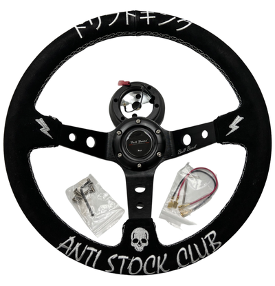Deep Dish Steering Wheel + Short Hub Adapter Kit For Honda S2000 RSX Prelude TL CL