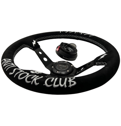 JDM Deep Dish Steering Wheel + Short Hub Adapter Kit For Honda Acura