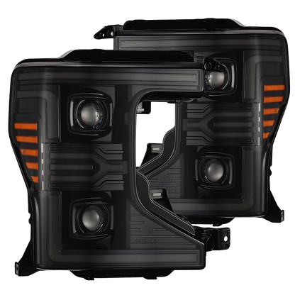 AlphaRex 20-22 Ford Super Duty LUXX-Series LED Projector Headlights Alpha Black