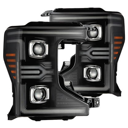 AlphaRex 20-22 Ford Super Duty LUXX-Series LED Projector Headlights Black