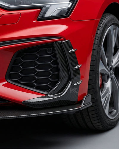 2021–2023 Audi A3 S-Line / S3 8Y Sedan Front Bumper Canards – Carbon Fiber