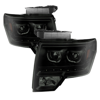 SPYDER Xtune Ford F150 09-14 Projector Headlights Halogen Model LED Halo Black Smoke PRO-JH-FF15009-CFB-BSM 9032233