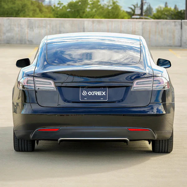 AlphaRex 12-21 Tesla Model S LUXX-Series LED Tail Lights Alpha-Black (With Black Trunk Center Piece Replacement)