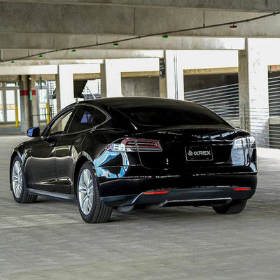AlphaRex 12-21 Tesla Model S LUXX-Series LED Tail Lights Alpha-Black (With Black Trunk Center Piece Replacement)