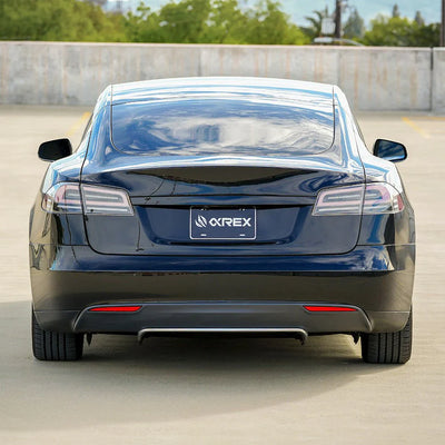 AlphaRex 12-21 Tesla Model S LUXX-Series LED Tail Lights Black Red (With Black Trunk Center Piece Replacement)