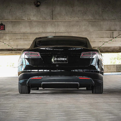 AlphaRex 12-21 Tesla Model S LUXX-Series LED Tail Lights Black Smoke (With Black Trunk Center Piece Replacement)