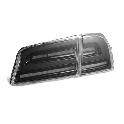 AlphaRex 12-21 Tesla Model S LUXX-Series LED Tail Lights Alpha-Black (With Black Trunk Center Piece Replacement)