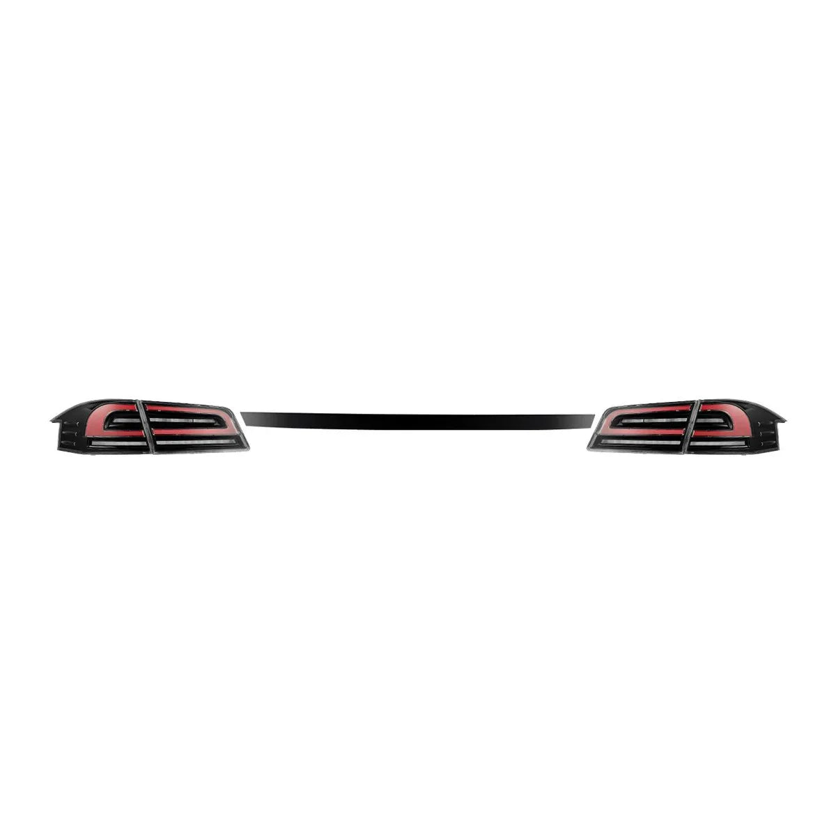 AlphaRex 12-21 Tesla Model S LUXX-Series LED Tail Lights Black Red (With Black Trunk Center Piece Replacement)