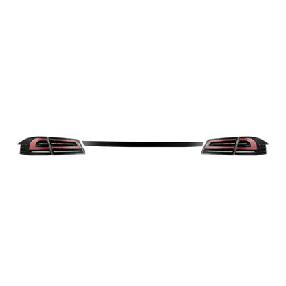 AlphaRex 12-21 Tesla Model S LUXX-Series LED Tail Lights Black Red (With Black Trunk Center Piece Replacement)