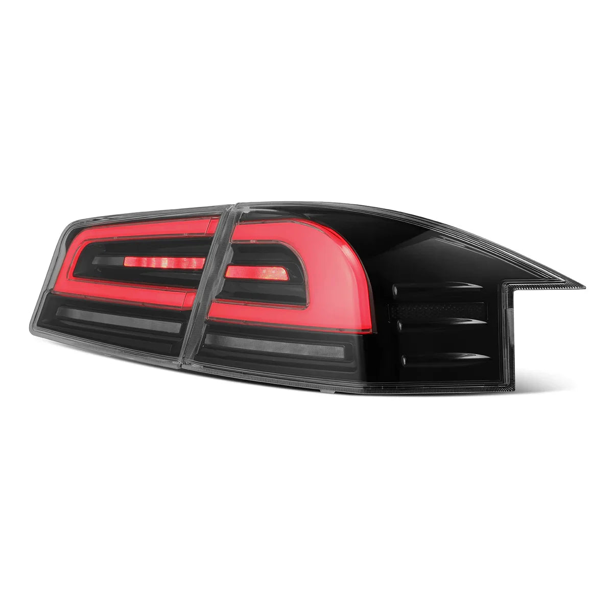 AlphaRex 12-21 Tesla Model S LUXX-Series LED Tail Lights Black Red (With Black Trunk Center Piece Replacement)
