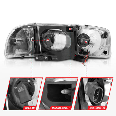 Anzo 99-17 GMC Sierra/Denali Headlights Black Amber (w/C Light Bars) 111522