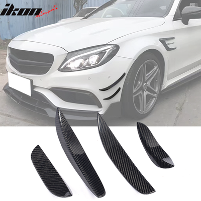 2015-2021 Benz C-Class W205 JC Front Bumper Fins Canards Carbon Fiber