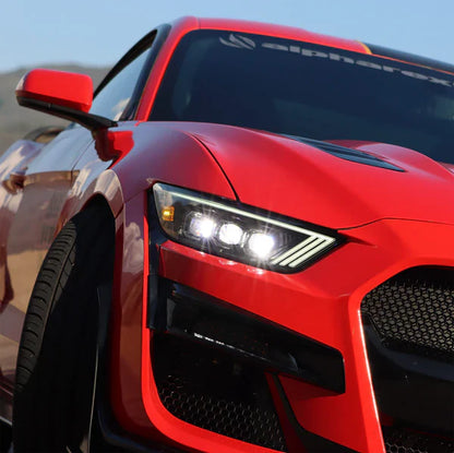 AlphaRex 15-17 Ford Mustang/18-20 Mustang Shelby GT350/GT500 NOVA-Series LED Projector Headlights Alpha-Black