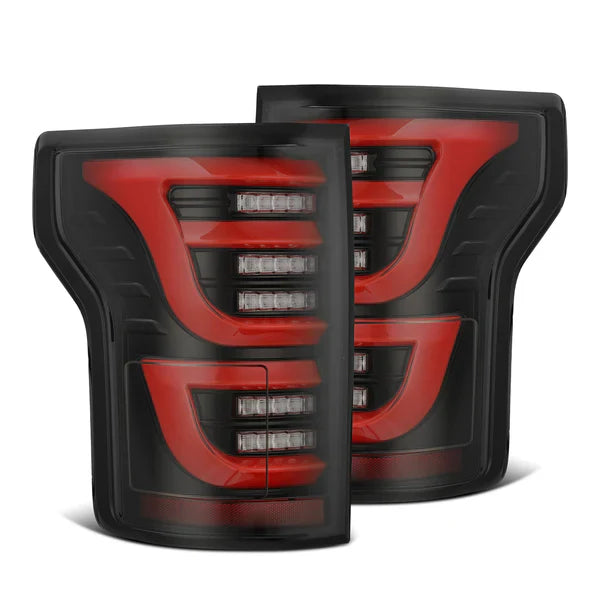AlphaRex 15-20 Ford F150 LUXX-Series LED Tail Lights Black Red