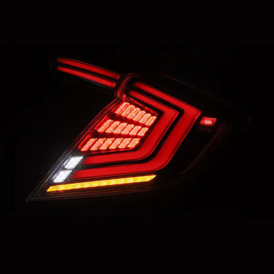 AlphaRex 16-21 Honda Civic Hatchback NOVA-Series Prismatic LED Tail Lights Black Smoke