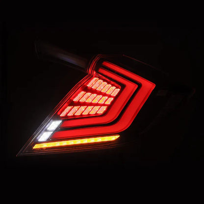 AlphaRex 16-21 Honda Civic Hatchback NOVA-Series Prismatic LED Tail Lights Black Smoke