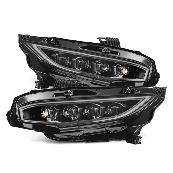 AlphaRex 16-21 Honda Civic NOVA-Series LED Projector Headlights Black