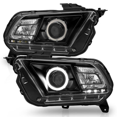 Anzo 2010-2014 Ford Mustang Projector Headlights w/ Halo Black (CCFL)