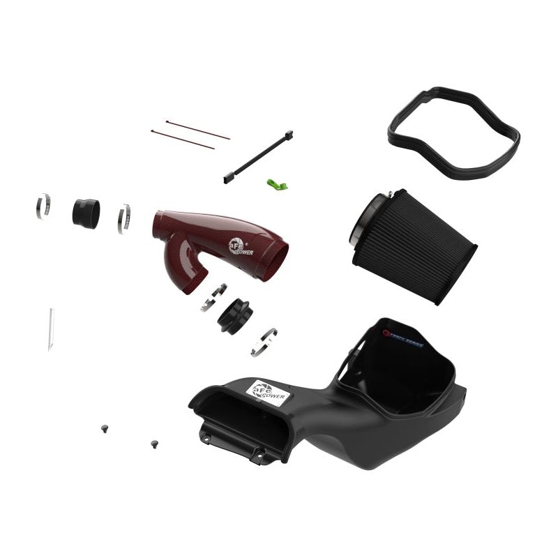 aFe 17-24 Ford F-150 Track Series Red Kevlar Carbon Fiber C/A Intake System w/Black Pro 5R Filter