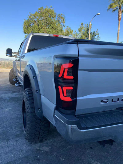 AlphaRex 17-19 Ford Super Duty PRO-Series LED Tail Lights Red Smoke