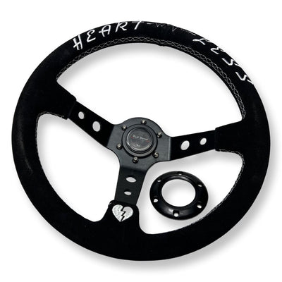 3"DEEP DISH 6-BOLT STEERING WHEEL BLACK SUEDE FOR Dodge GM Buick Chevy Vehicles