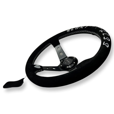 3"DEEP DISH 6-BOLT STEERING WHEEL BLACK SUEDE FOR Dodge GM Buick Chevy Vehicles