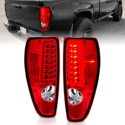 ANZO 2004-2012 Chevrolet Colorado/ GMC Canyon LED Tail Lights w/ Light Bar Chrome Housing Red/Clear 311384